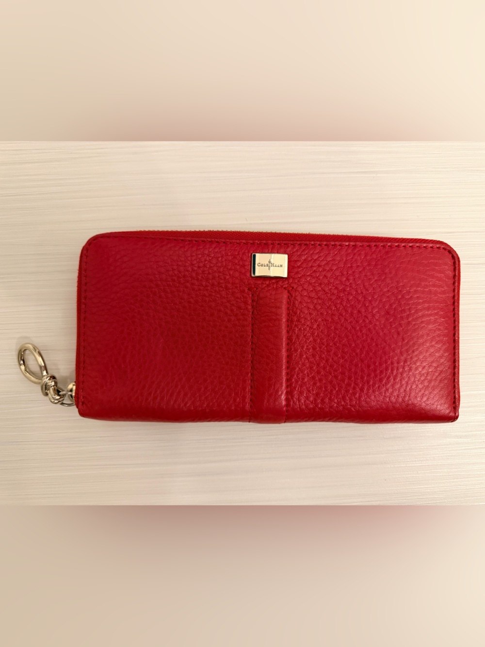 Cole Haan Red Zip Large Wallet with Key Clip